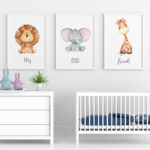 Plakat A3 drukowany cyfrowo ze zwierzątkami - motyw Safari