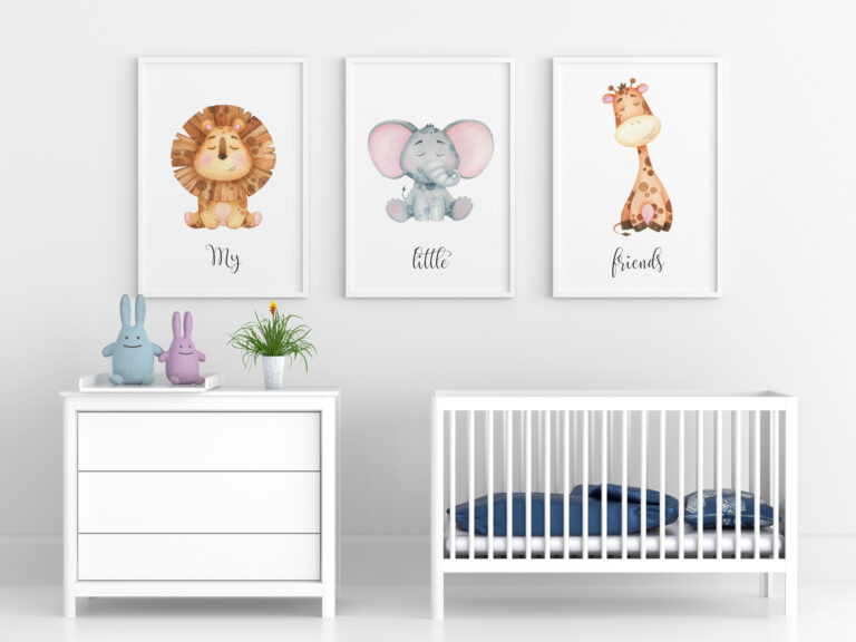 Plakat A3 drukowany cyfrowo ze zwierzątkami - motyw Safari